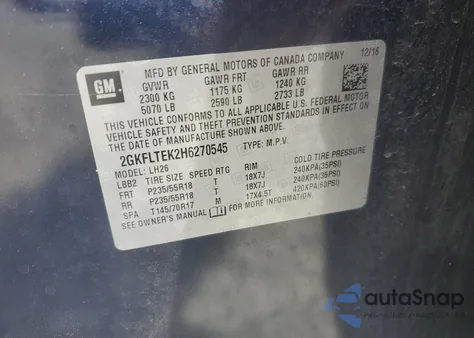 2017 GMC Terrain Sle from USA, damaged, VIN 2GKFLTEK2H6270545